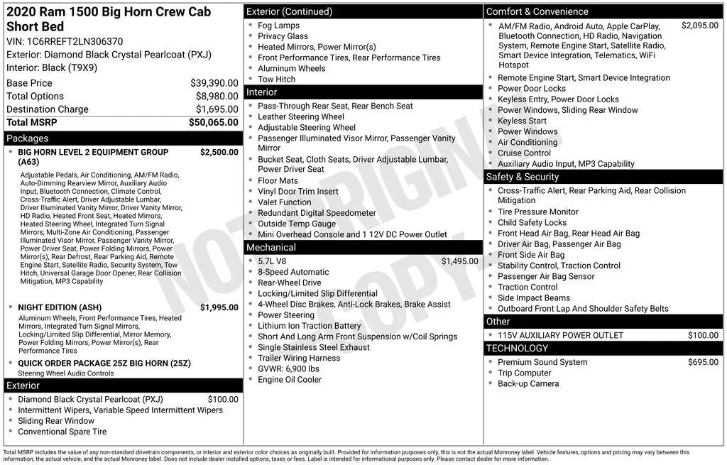 ram ram 1500 pickup 2020 1C6RREFT2LN306370 image ram ram 1500 pickup 2020 1C6RREFT2LN306370 image